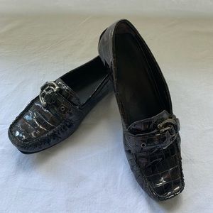 Stuart Weitzman Croc Patent Leather loafers